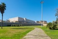 CARTAGENA, SPAIN - 22 FEBRUARY 2019 View from Parque el Batel on Cuartel de Antiguones, also known today as Antigones, in the old