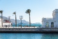 CARTAGENA, SPAIN - FEBRUARY 22, 2019 View from the promenade in the harbor to the beautiful bay, a historic and unique place by