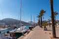 CARTAGENA, SPAIN - FEBRUARY 22, 2019 View from the promenade in the harbor to the beautiful bay, a historic and unique place by