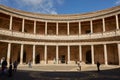 People visiting courtyard in Palacio de Carlos V in La Alhambra, Granada, Spain Royalty Free Stock Photo