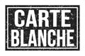 CARTE BLANCHE, words on black rectangle stamp sign