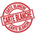 CARTE BLANCHE written word on red stamp sign