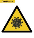 Cartello giallo di divieto per emergenza corona virus