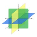 Cartesian coordinate system perspective grid three-dimensional. Vector isometric solid shapes projection. geometry and algebra