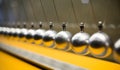 Row of metallic balls for inertia experiments