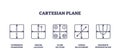 Cartesian plane icons illustrate coordinate systems and relationships. Key objects, ...