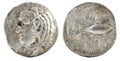 Carthaginian coin, Ancient Carthaginian silver triobolo coined in Agadir