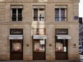 Cartier logo brand and store sign text facade front of entrance luxury Retail boutique