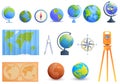 Cartographer icons set, cartoon style