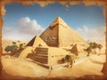 Cartographic Odyssey: Journey through History with Egypt\'s Pyramid Map Royalty Free Stock Photo