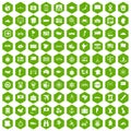 100 cartography icons hexagon green