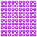 100 cartography icons set purple