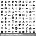 100 cartography icons set, simple style