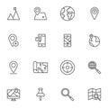 Cartography line icons set