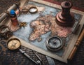 Cartography and map making, featuring elements like maps, compasses, and cartographic tools, symbolizing map creation, geographic