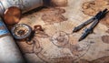 Cartography and map making, featuring elements like maps, compasses, and cartographic tools, symbolizing map creation, geographic