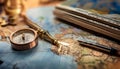 Cartography and map making, featuring elements like maps, compasses, and cartographic tools, symbolizing map creation, geographic