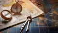 Cartography and map making, featuring elements like maps, compasses, and cartographic tools, symbolizing map creation, geographic