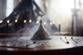 Cartomancy mystery ritual smoke altar. Generate ai Royalty Free Stock Photo