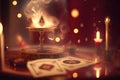 Cartomancy. pendulum on blurred altar , created with Generative AI technology Royalty Free Stock Photo