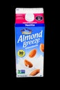 Carton of Blue Diamond Unsweetened Vanilla Almond Milk Royalty Free Stock Photo