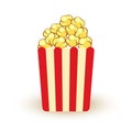 Carton bowl full of popcorn vector icon. Royalty Free Stock Photo