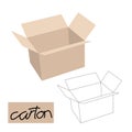 carton box,vector illustration, flat style, lining
