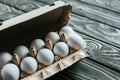 Carton box with white eggs Royalty Free Stock Photo