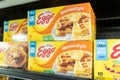 Carton boxes of Kellogg`s Eggo brand frozen belgian waffles Royalty Free Stock Photo