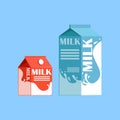 Carton boxes of milk, fresh and healthy dairy product vector illustration