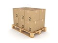 Carton boxes on a pallet. Royalty Free Stock Photo