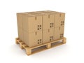 Carton boxes on a pallet. Royalty Free Stock Photo