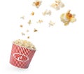 Carton bucket with delicious fresh popcorn Royalty Free Stock Photo