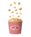 Carton bucket with delicious fresh popcorn Royalty Free Stock Photo