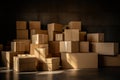 Carton cardboard pile boxes delivery package move background pack stack cargo shipping Royalty Free Stock Photo