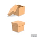 Carton container illustration, cardboard box pack closed parcel, package paper flat cartoon design