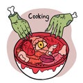 Carton cute hand draw entrails food, Halloween day vector.