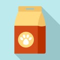 Carton dog packet icon, flat style