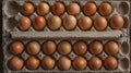 A Carton of Fresh Brown Eggs. AI generated Royalty Free Stock Photo