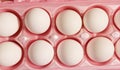 Carton of Fresh Chicken Eggs Close up on Table Royalty Free Stock Photo