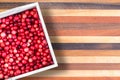 Carton or fresh ripe red sour cranberries