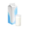 Carton of Milk with Full Glass as Dairy Product Vector Illustration Royalty Free Stock Photo