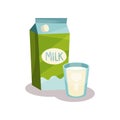 Carton of milk and glass of milk vector Illustration on a white background Royalty Free Stock Photo