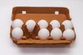 A carton without one egg Royalty Free Stock Photo