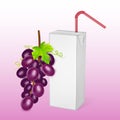 The carton packages of Milk or juice, isolated on light background. carton packages with grape juice, White pack Mockup, vector