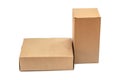 Carton packaging box. Collection Kraft of Various Brown Cardboard Box isolated on a White background Royalty Free Stock Photo