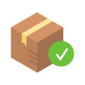 carton parcel box and checkmark icon