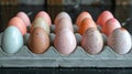 Carton of pastel-colored speckled Easter eggs Royalty Free Stock Photo
