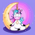 Carton Unicorn dream on the moon