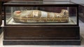 Cartonnage mummy case inside the Museum of Egyptian Antiquities in Cairo, Egypt. Royalty Free Stock Photo